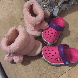 6-12months crocs and pink boot
